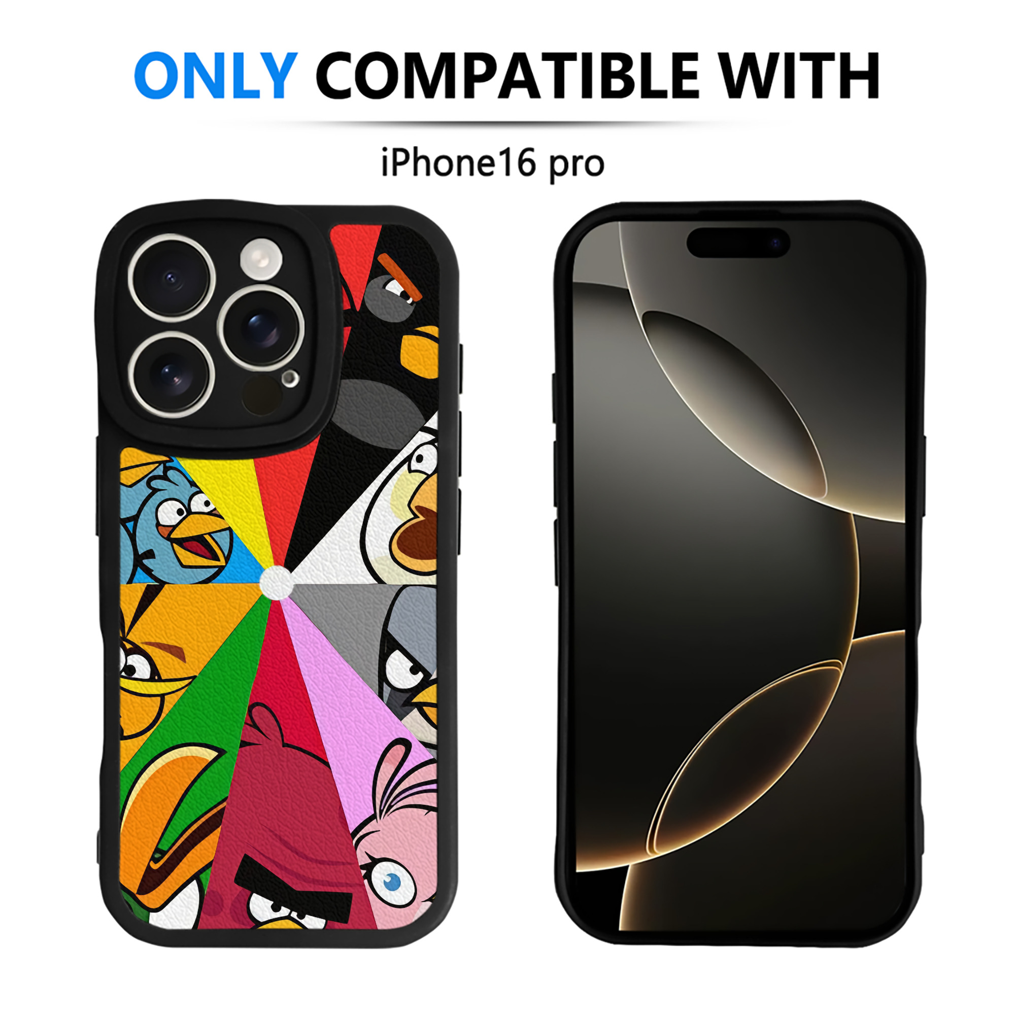 （画像用） Angry Birds アングリーバード 【iPhone 16シリーズ対応】シリコンスマホケース（レザー調） 材質：シリコン
